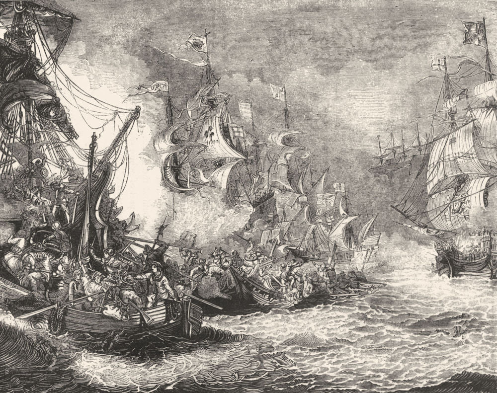 SHIPS. The Spanish Armada 1845 old antique vintage print picture